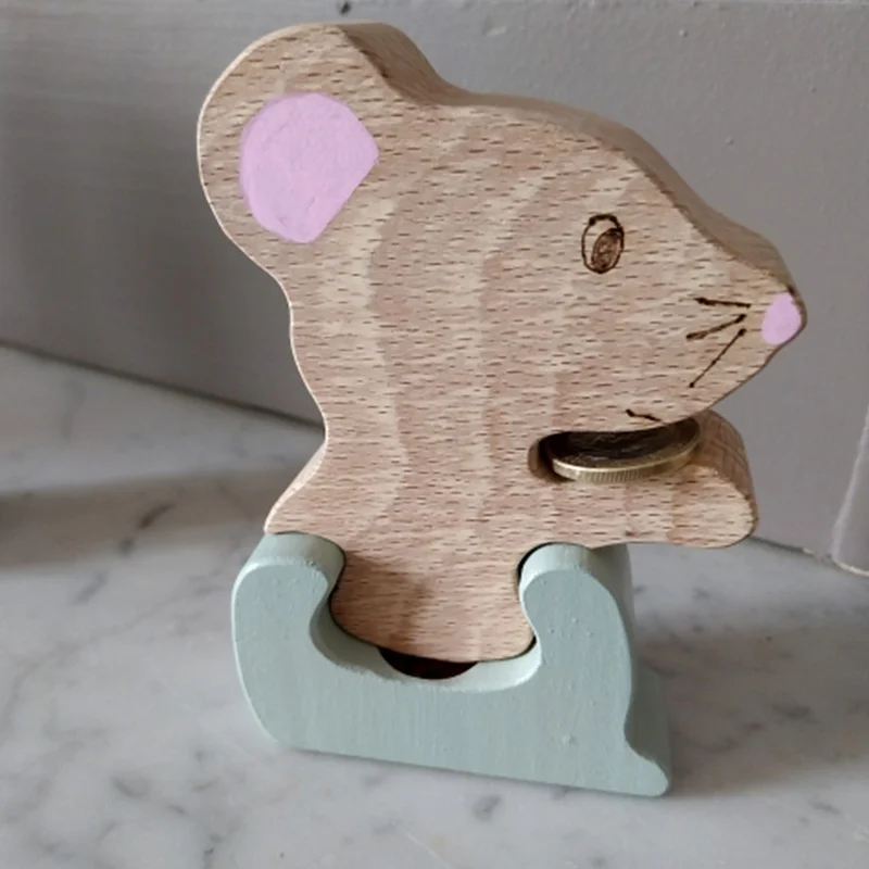 boîte à dent souris artisanale en bois