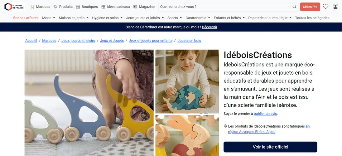 les jouets français Idébois Créations sur le site des Marques de France